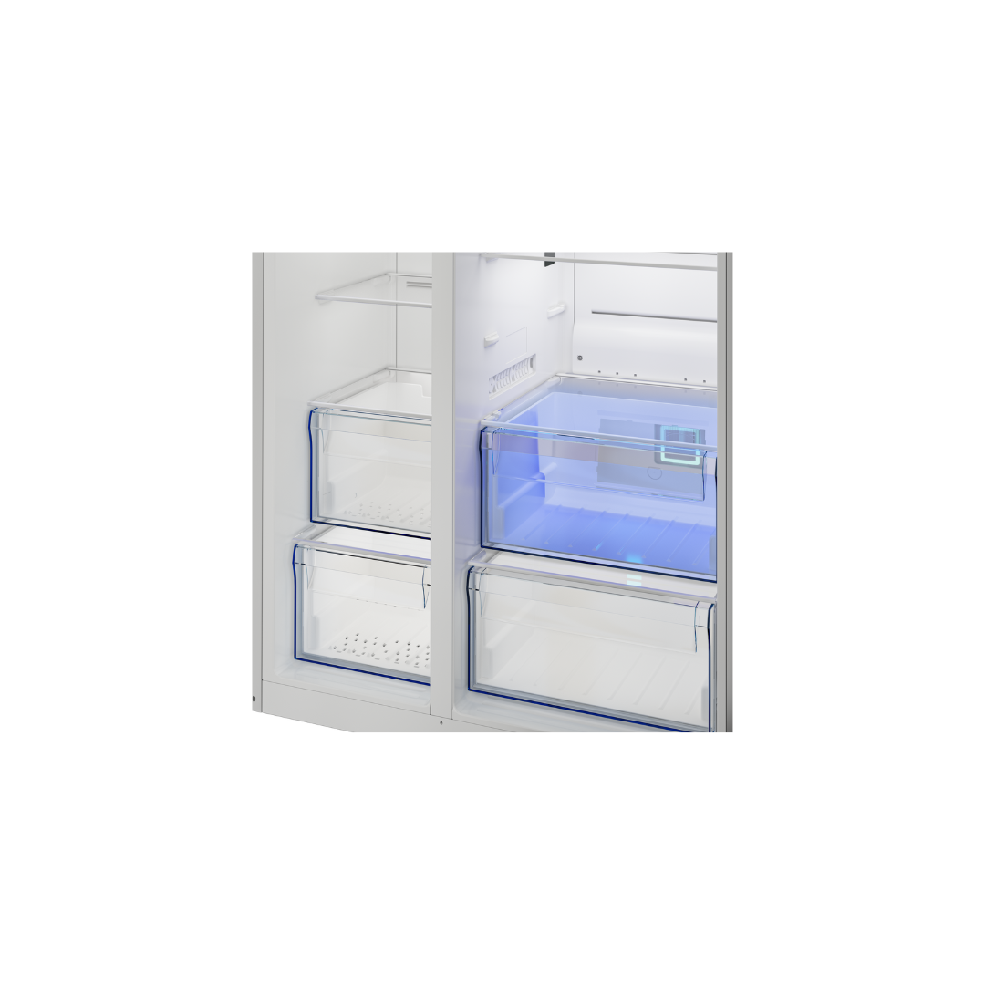 DFF536: Defy 614L Naturelight Side by Side Fridge Freezer
