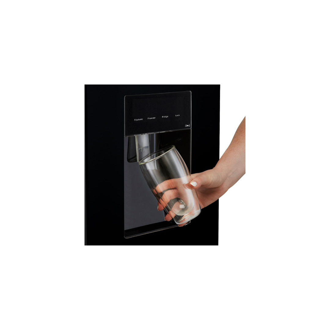 DFF440: Defy 492L Boutique Noire French Door Fridge with Water Dispenser - Premium Black Brushed Metal Finish