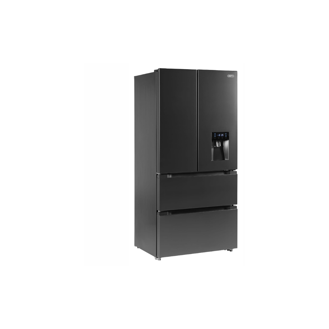DFF440: Defy 492L Boutique Noire French Door Fridge with Water Dispenser - Premium Black Brushed Metal Finish