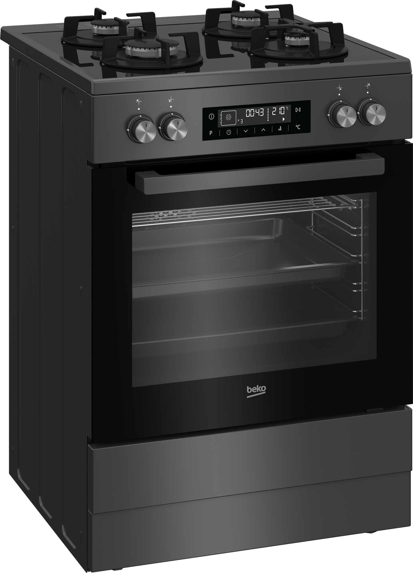 FVM81430DA: 60cm Anthracite Multifunction Gas on Glass Freestanding Stove