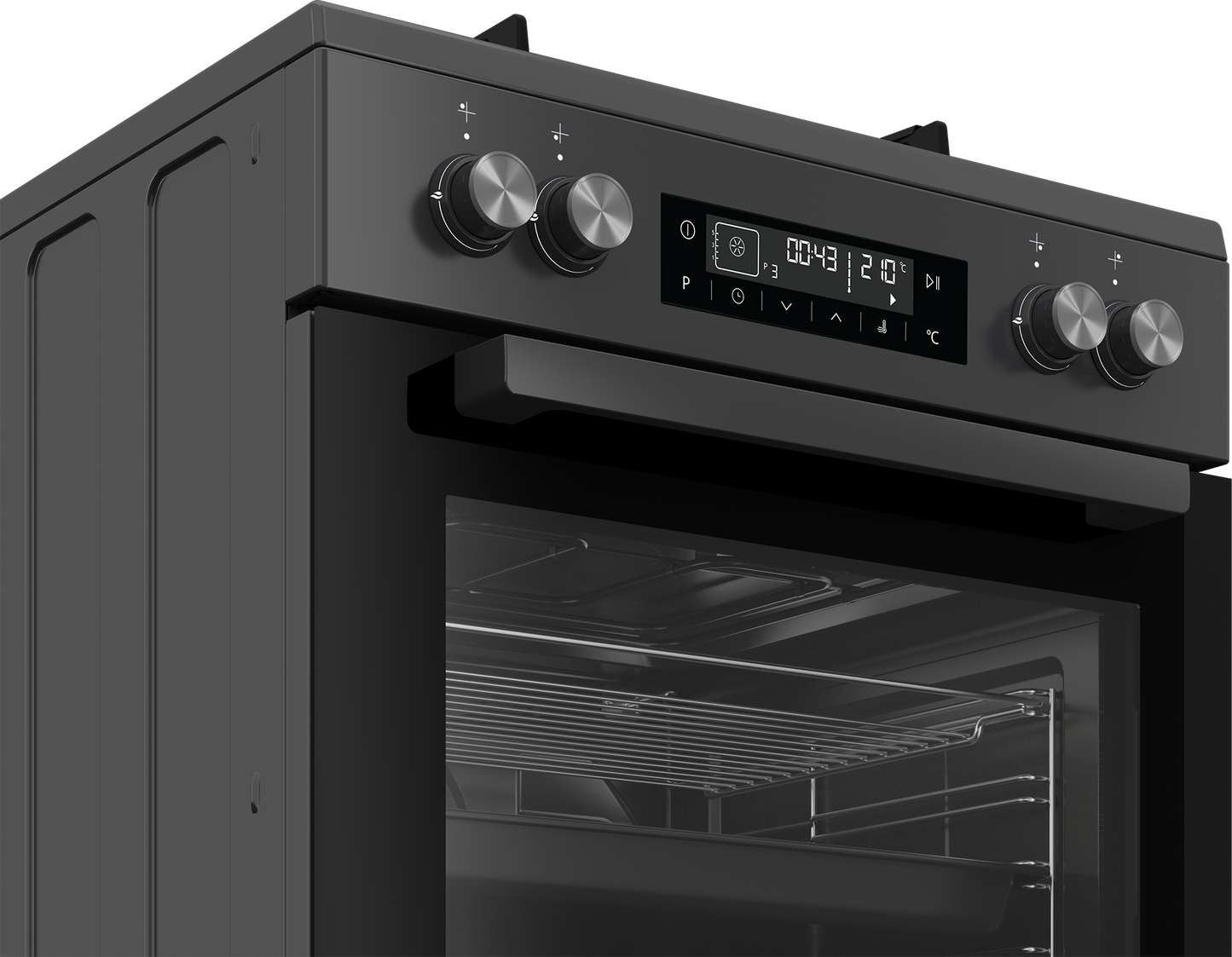FVM81430DA: 60cm Anthracite Multifunction Gas on Glass Freestanding Stove