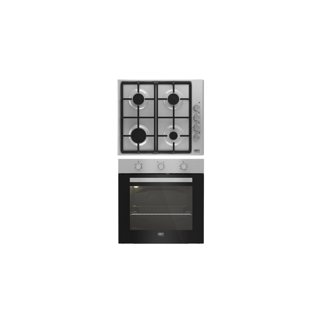 DCB843E: Defy Slimline Bundle - 60cm Eye Level Oven Stainless Steel + 4 Burner Slimline Gas Hob Stainless Steel