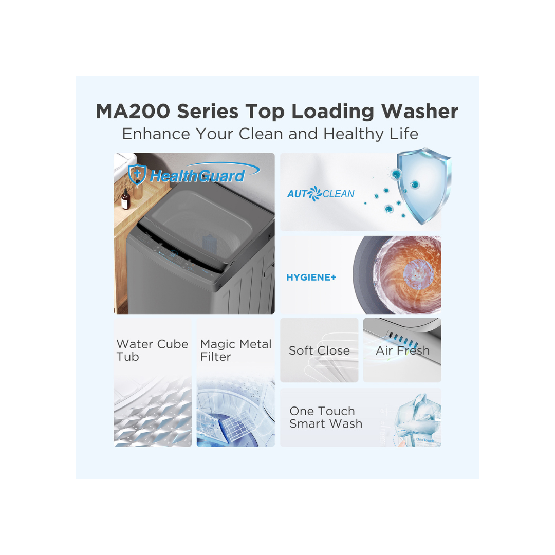 MA200W130-G - Midea 13kg Top Load Washing Machine Silver