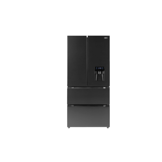 DFF440: Defy 492L Boutique Noire French Door Fridge with Water Dispenser - Premium Black Brushed Metal Finish