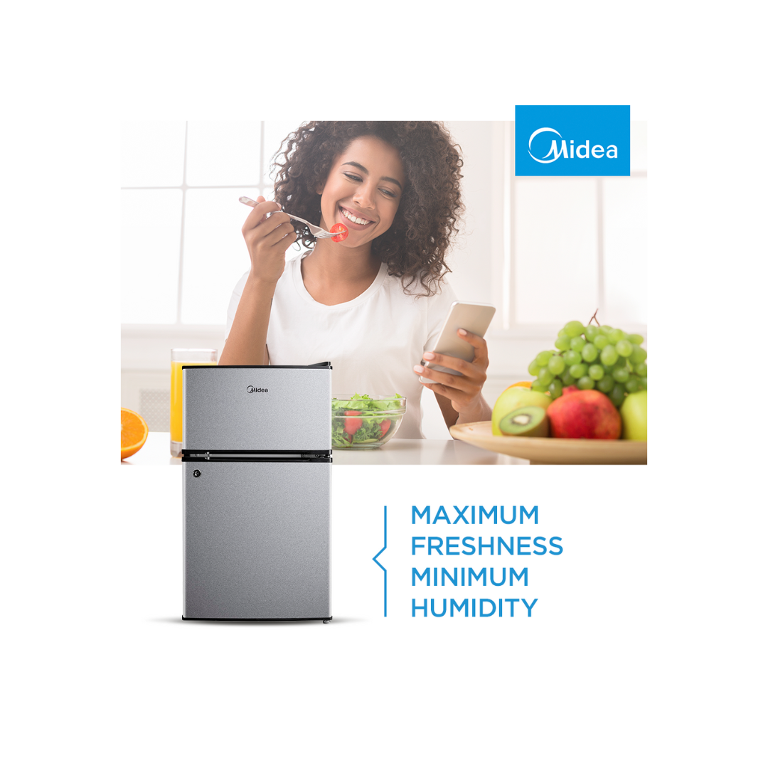 Midea 87L Double Door Bar Fridge - Silver