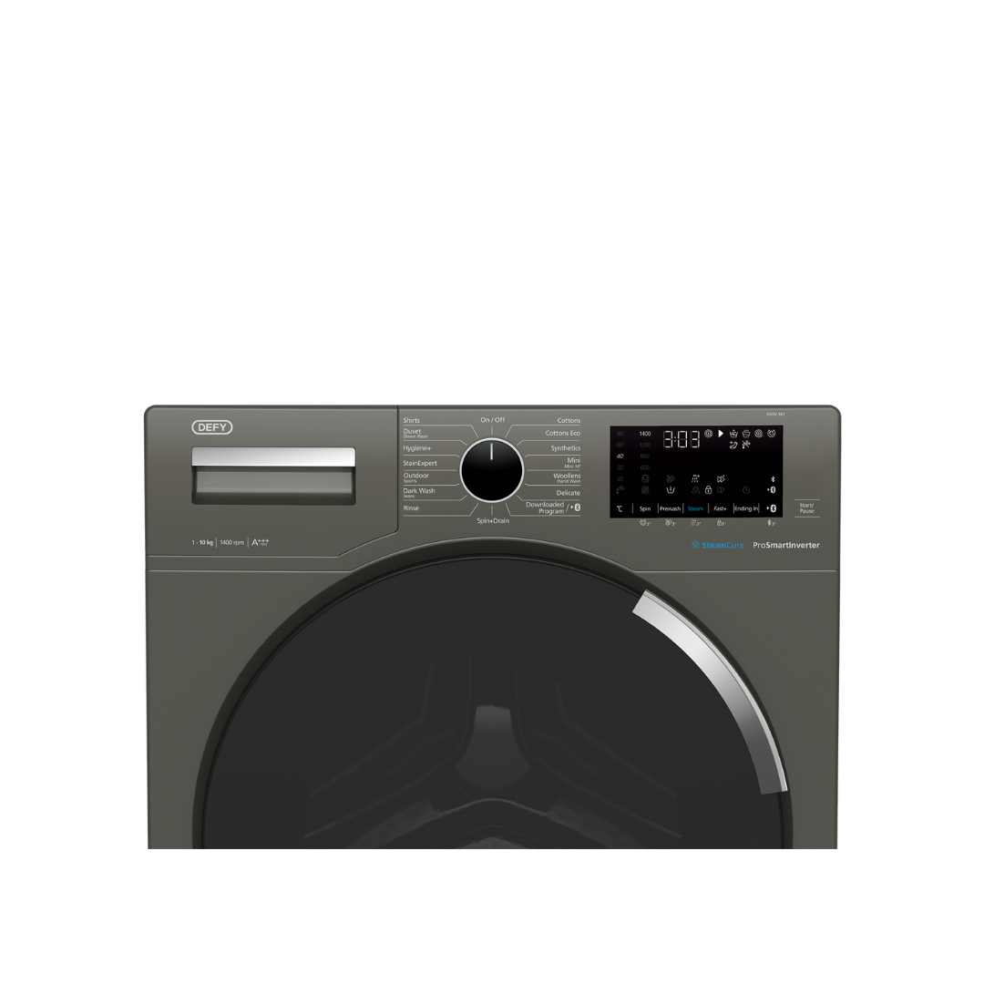 DAW 387: Defy 10Kg Front Loader Washing Machine with SteamCure Technology - Manhattan Grey