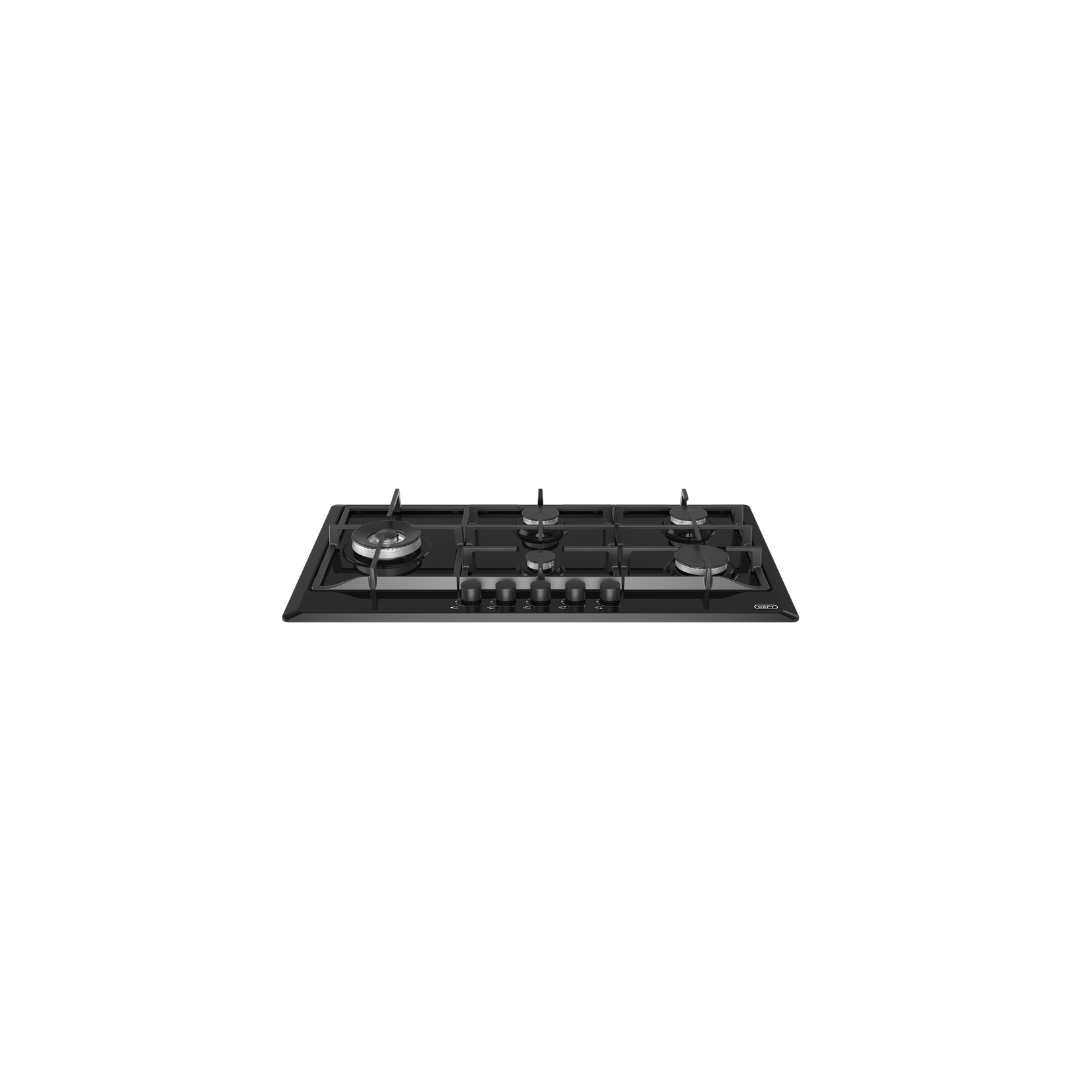 DHG 128: Defy 90cm Gas Hob with Wok Burner – Black Stainless Steel