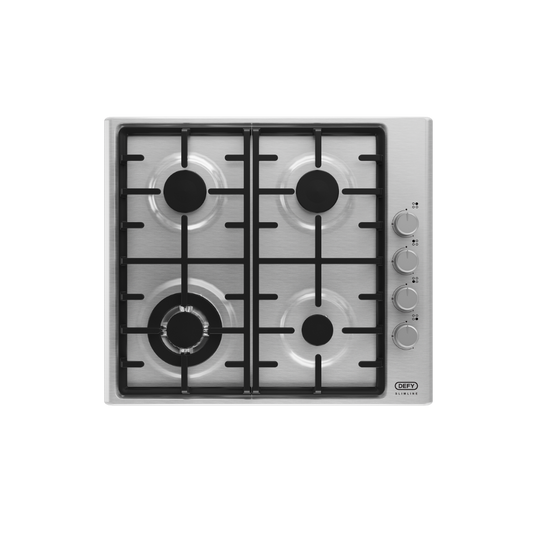 DHG 602: Defy 60cm Slimline Gas Hob with Wok Burner - Stainless Steel