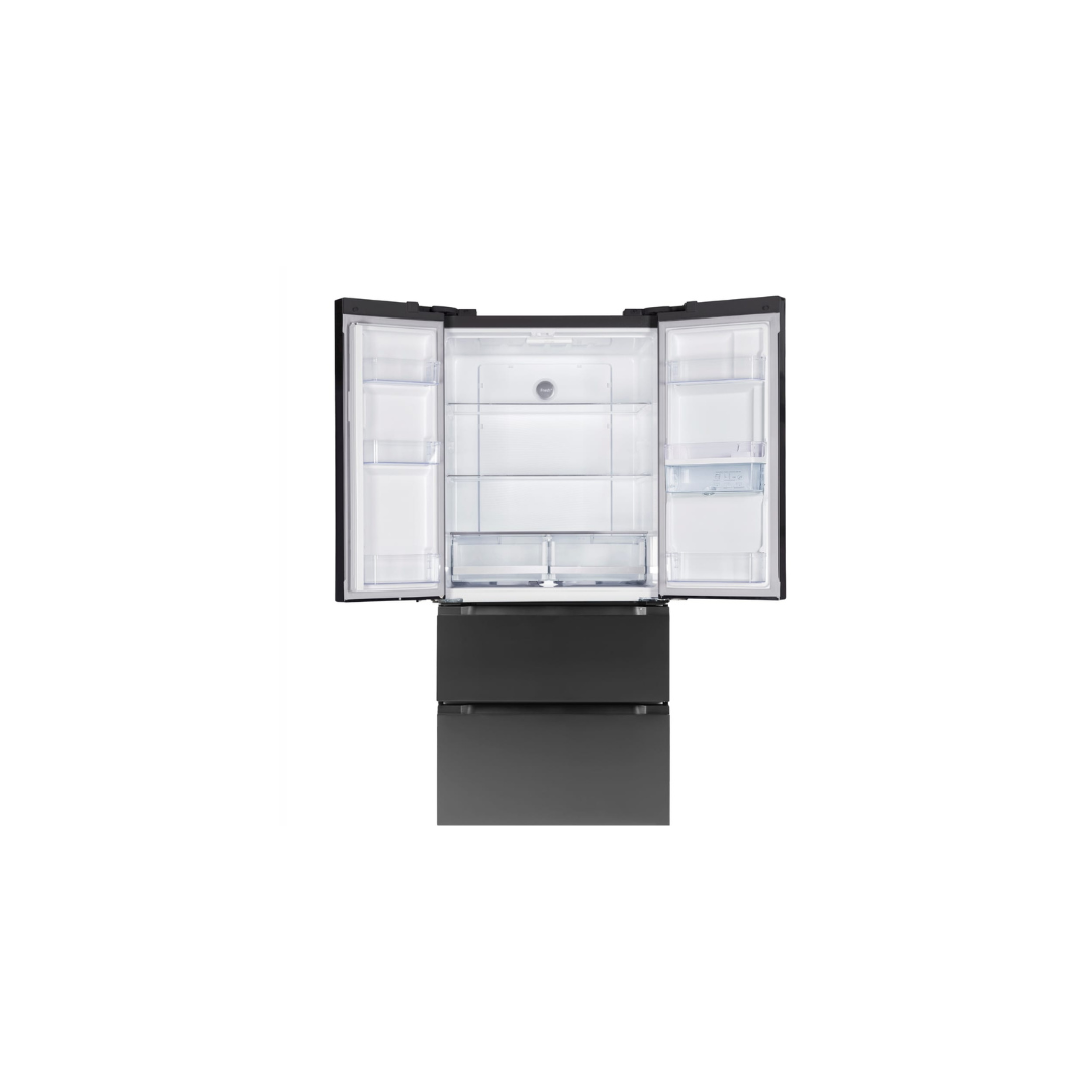 DFF440: Defy 492L Boutique Noire French Door Fridge with Water Dispenser - Premium Black Brushed Metal Finish