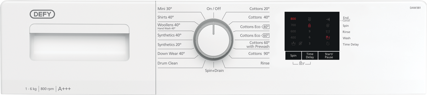 DAW381: Defy 6Kg Front Loader Washing Machine - White