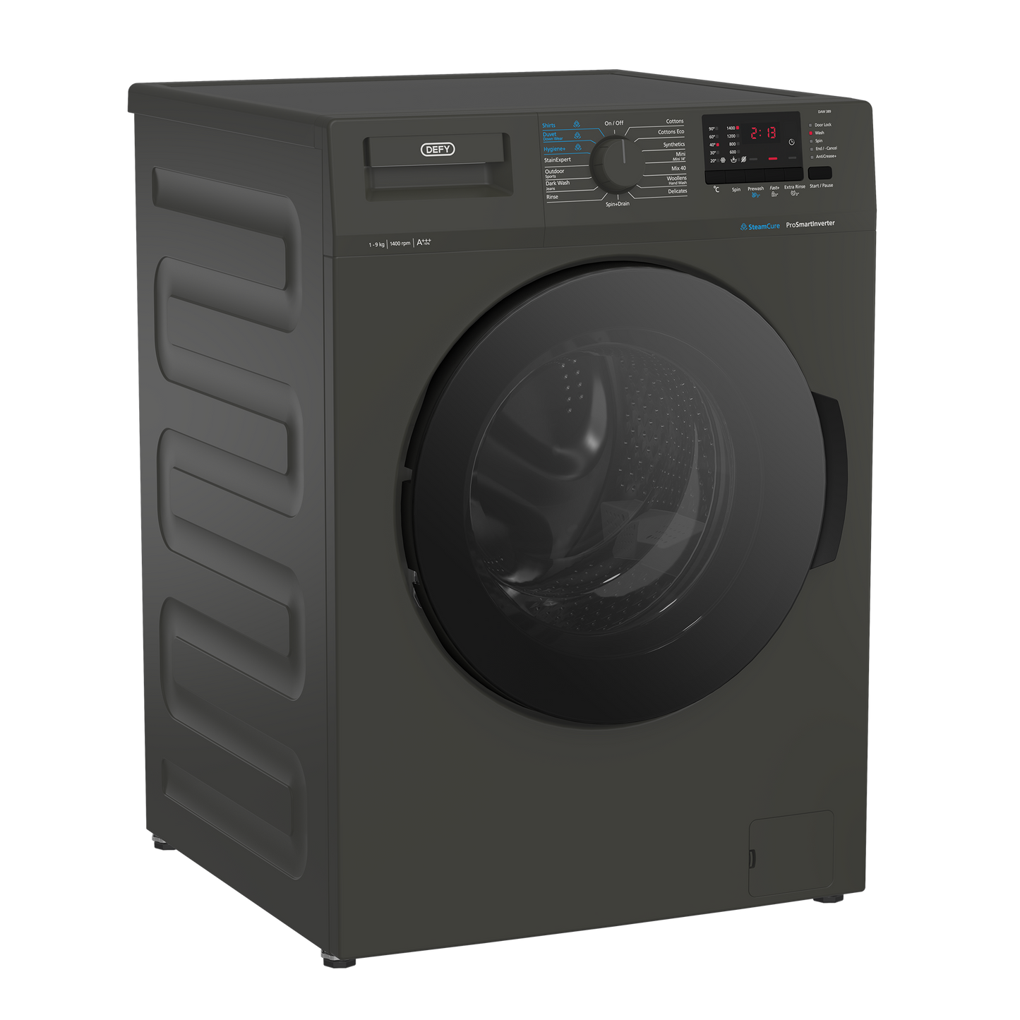 DAW 389: Defy 9Kg Front Loader Washing Machine with SteamCure Technology - Manhattan Grey