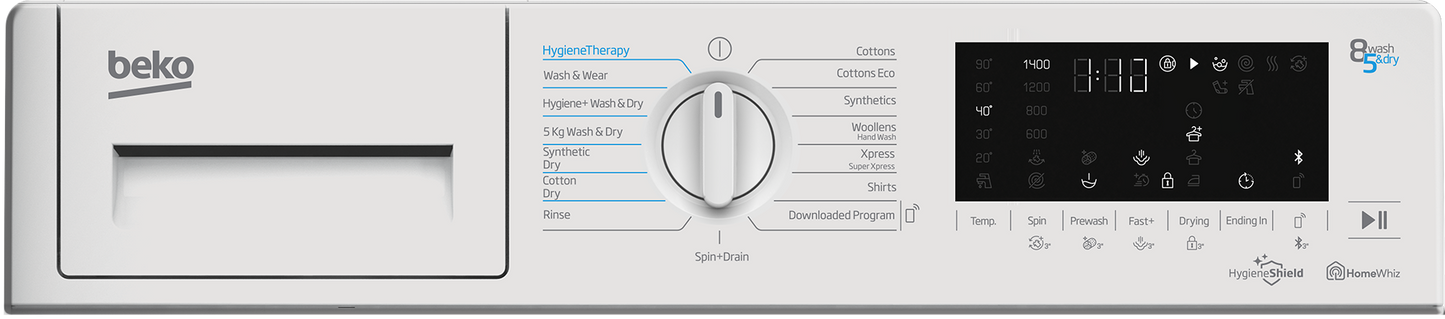 HITV 8736B0 HT: Freestanding Washer Dryer (8 kg / 5 kg, 1400 rpm)