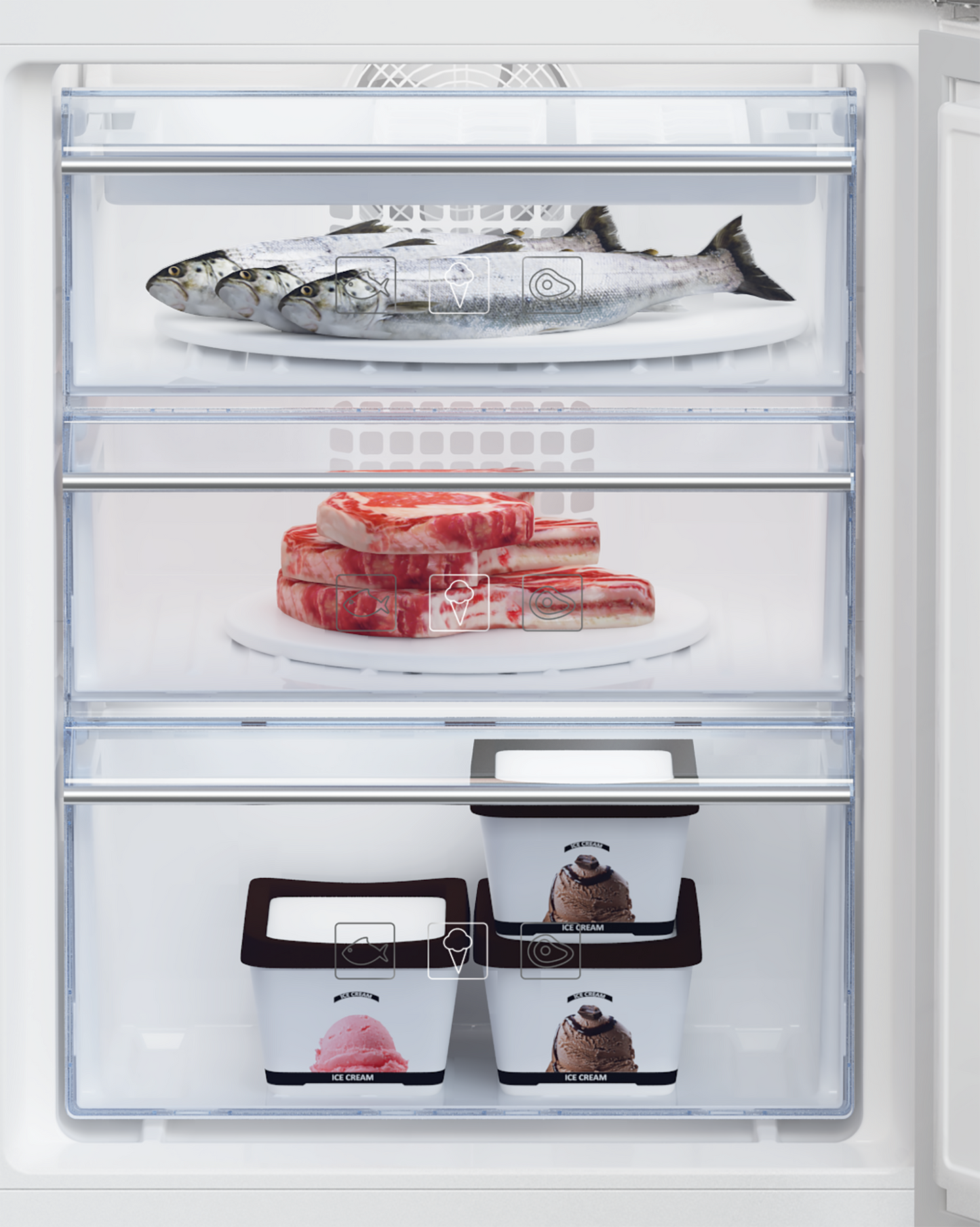 BCNA275E4FN: Integrated Fridge Freezer (Freezer Bottom, 54 cm)