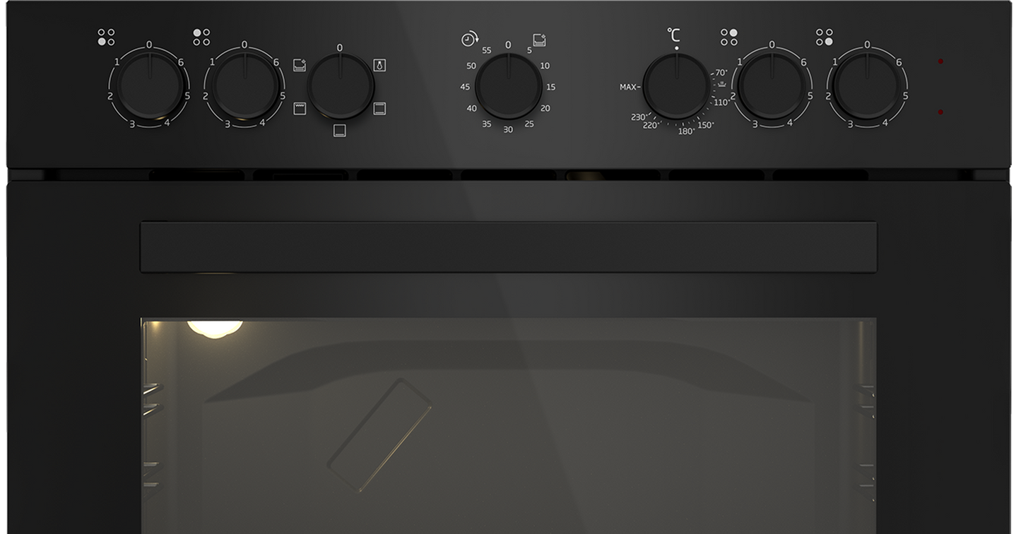 DBO482E: Defy 60cm Slimline Undercounter Oven - Black Glass