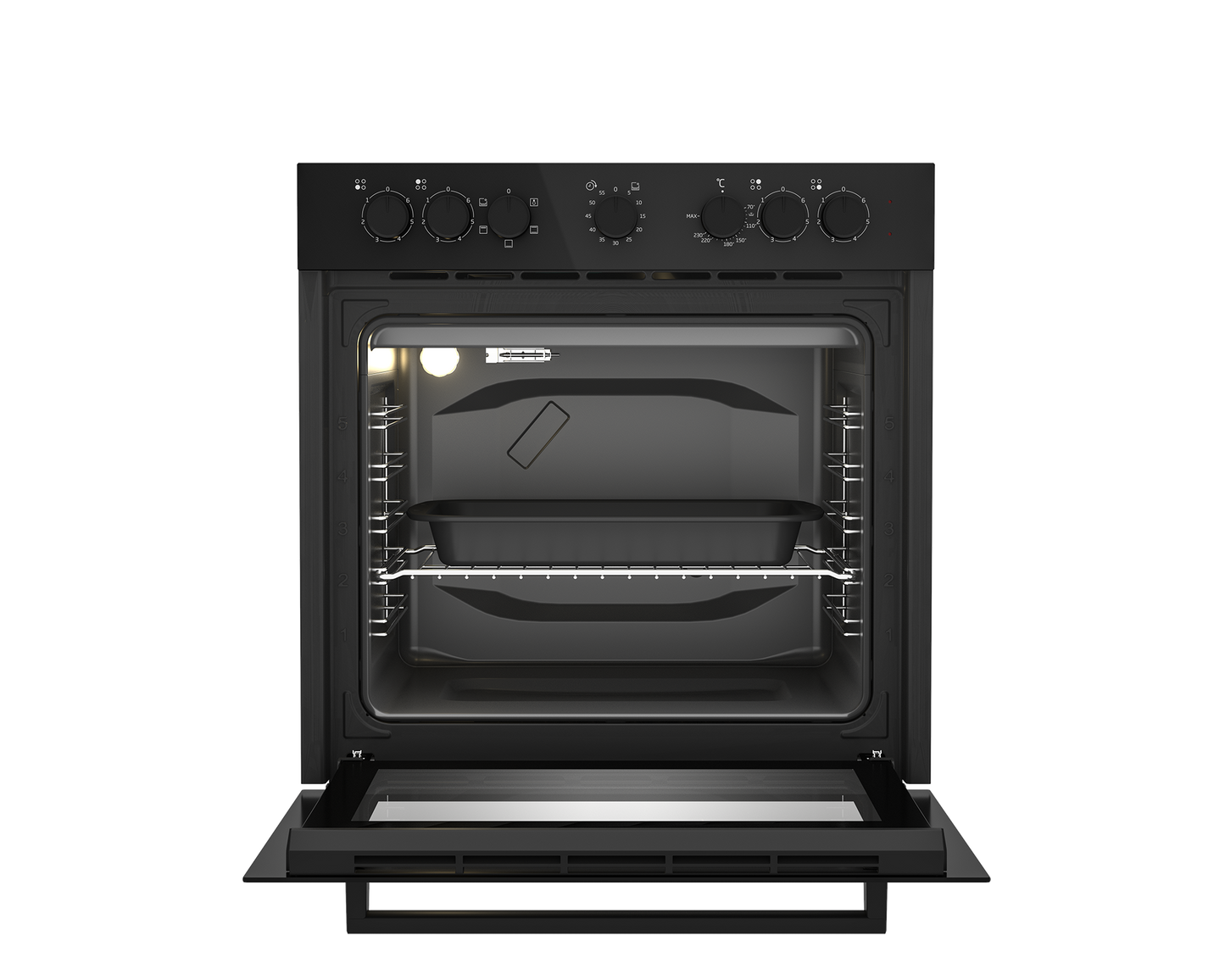 DBO482E: Defy 60cm Slimline Undercounter Oven - Black Glass