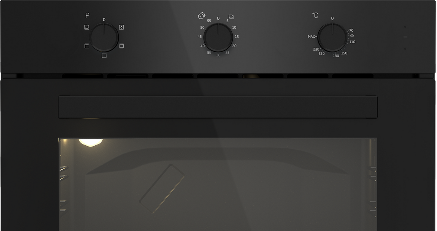 DBO483E: Defy 60cm Slimline Eye-Level Oven - Black Glass