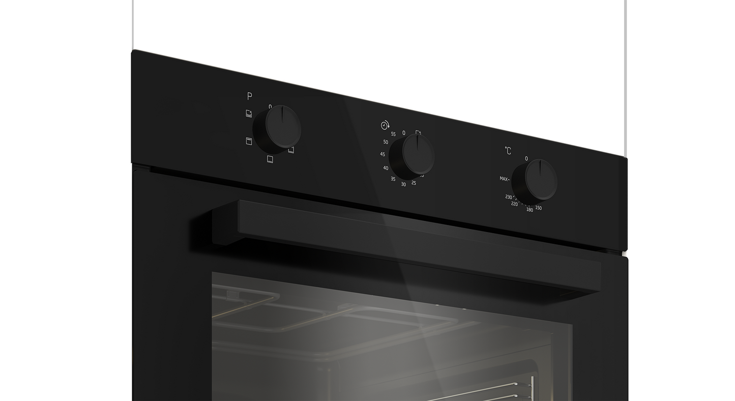 DBO483E: Defy 60cm Slimline Eye-Level Oven - Black Glass