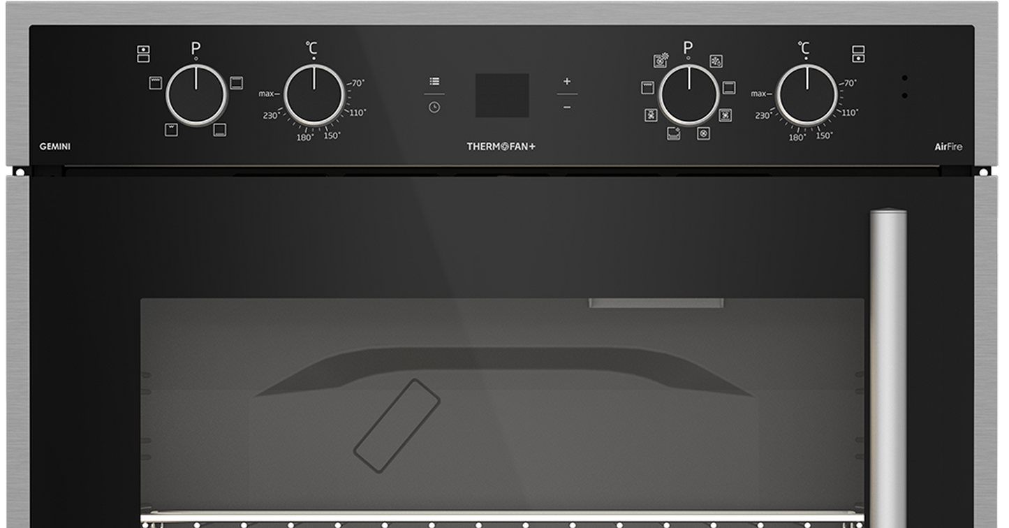 DBO767: Defy Gemini Thermofan+ Double Oven with Airfire Technology - Black