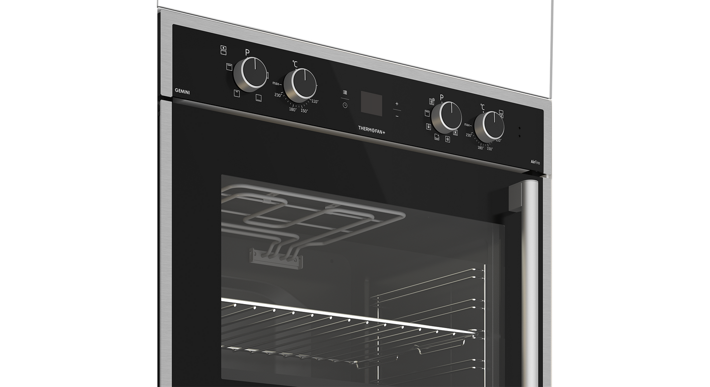 DBO767: Defy Gemini Thermofan+ Double Oven with Airfire Technology - Black