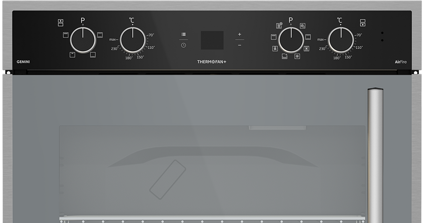 DBO768: Defy Gemini Thermofan+ Double Oven with Airfire Technology - Mirror
