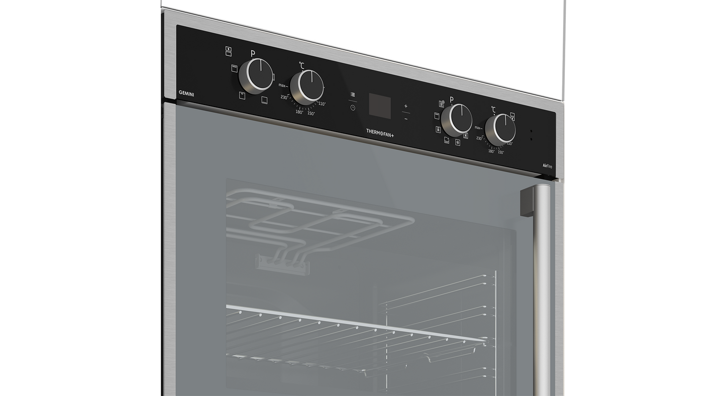 DBO768: Defy Gemini Thermofan+ Double Oven with Airfire Technology - Mirror