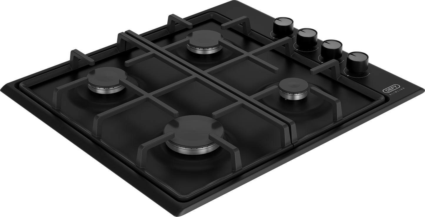 DHG 132: Defy 60cm Slimline Gas Hob - Black Enamel