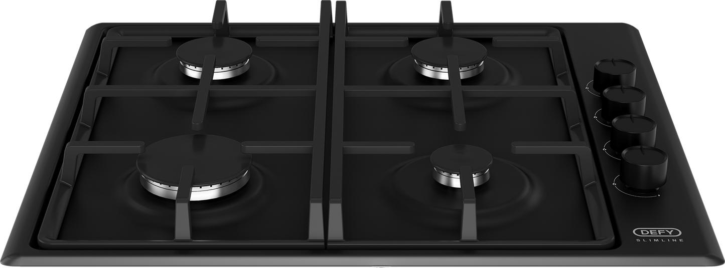 DHG 132: Defy 60cm Slimline Gas Hob - Black Enamel