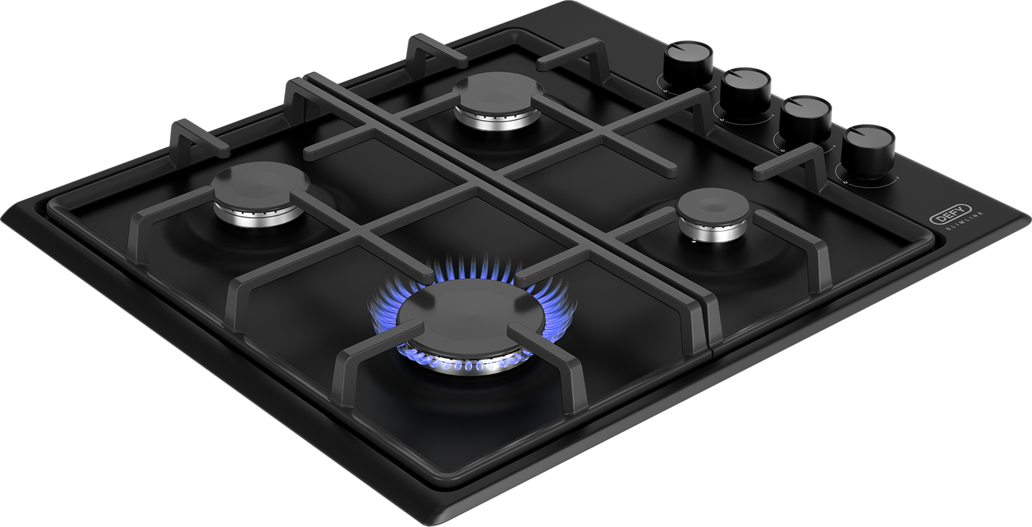 DHG 132: Defy 60cm Slimline Gas Hob - Black Enamel