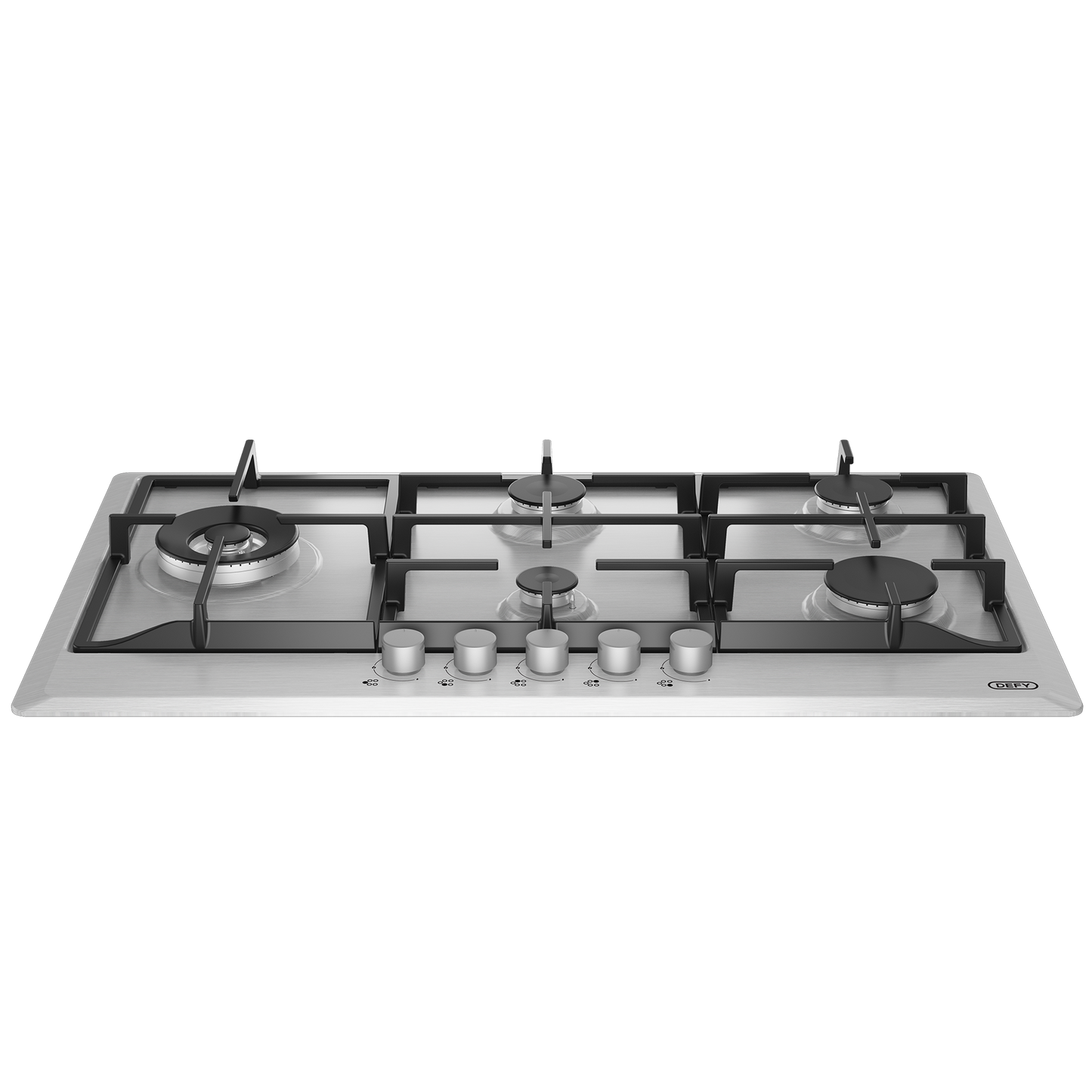 DHG129: Defy 90cm Gemini Gas Hob with Wok Burner - Stainless Steel