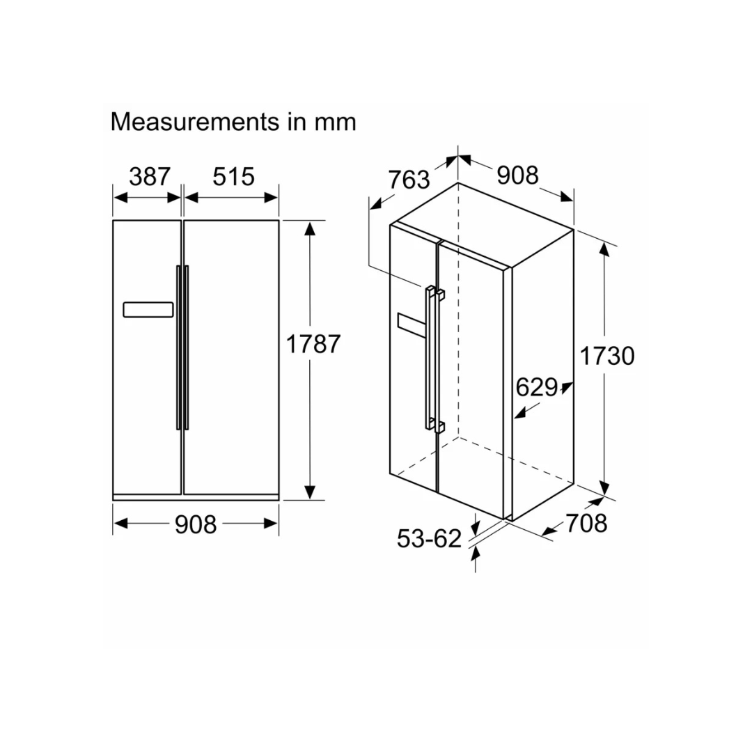 Series 4 Side-by-Side Fridge 178.7 x 90.8 cm Inox-look - KAN93VL30N