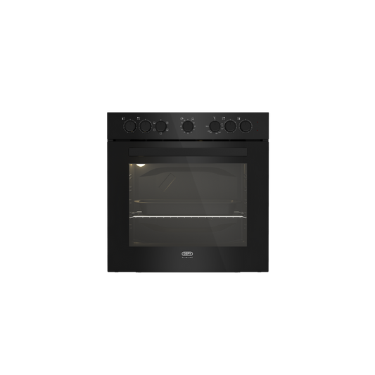 DCB822E: Defy Slimline Bundle - 60cm Glass Undercounter Oven Black + 60cm 4 Solid Plates Hob Black