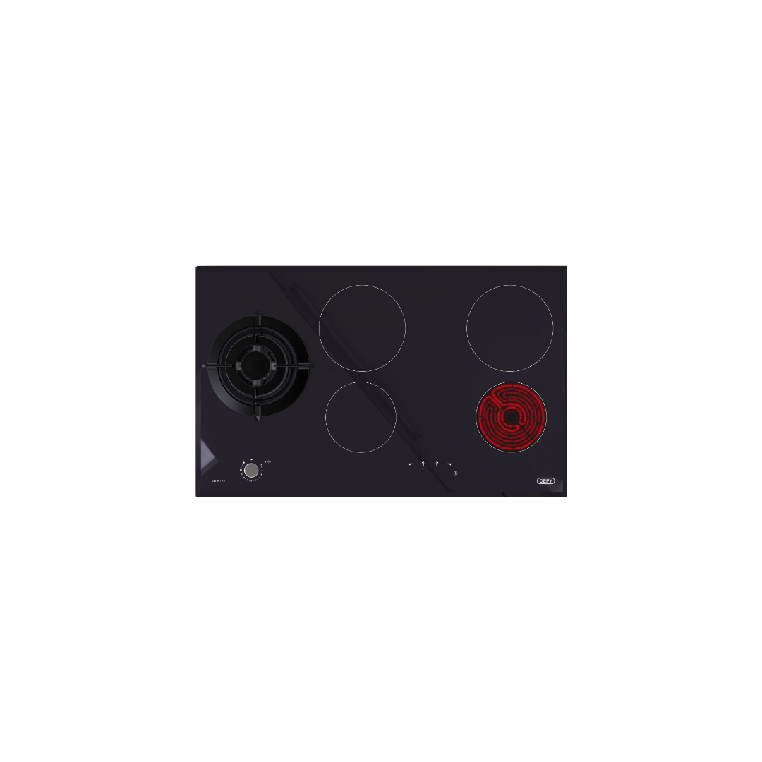 DHG 901: Defy 82cm Gemini Dual Fuel Hob with Control Panel - Black Glass