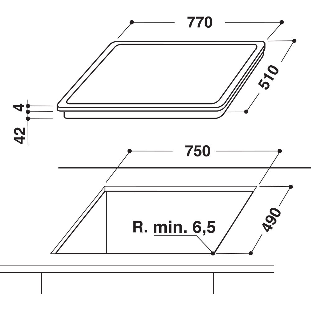 77CM WHIRLPOOL - 4 PLATE CERAN AKT 8360 LX