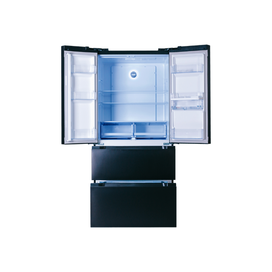 DFF440: Defy 492L Boutique Noire French Door Fridge with Water Dispenser - Premium Black Brushed Metal Finish