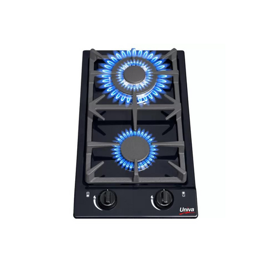 UGH02B HOB: Domino Black Gas Hob with Control Panel