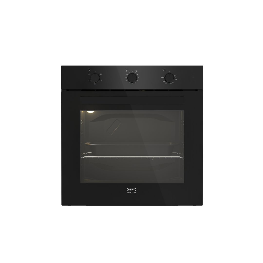 DBO483E: Defy 60cm Slimline Eye-Level Oven - Black Glass