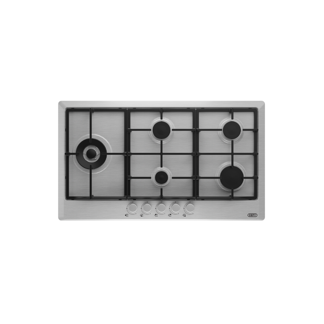 DHG129: Defy 90cm Gemini Gas Hob with Wok Burner - Stainless Steel