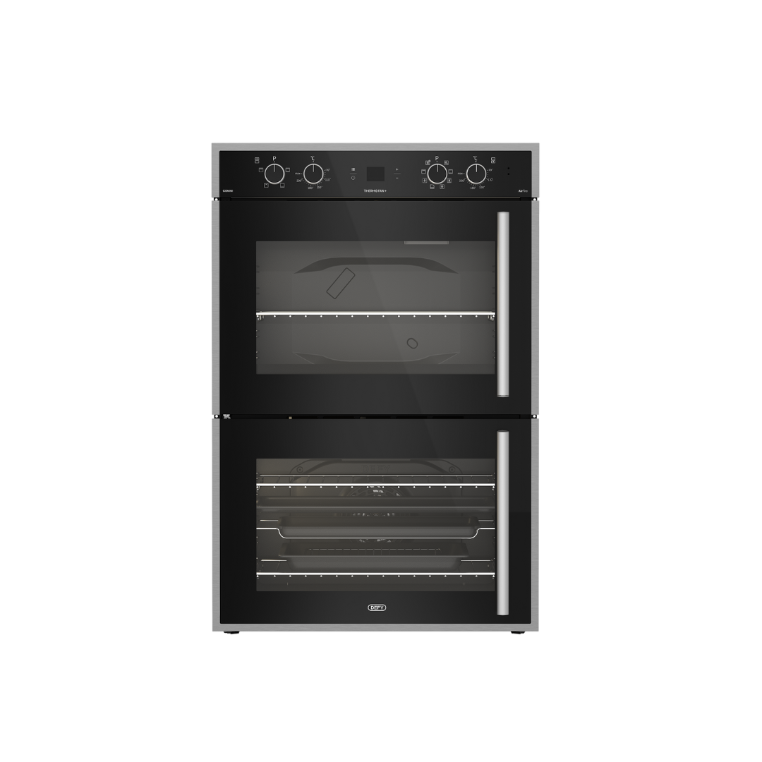 DBO767: Defy Gemini Thermofan+ Double Oven with Airfire Technology - Black